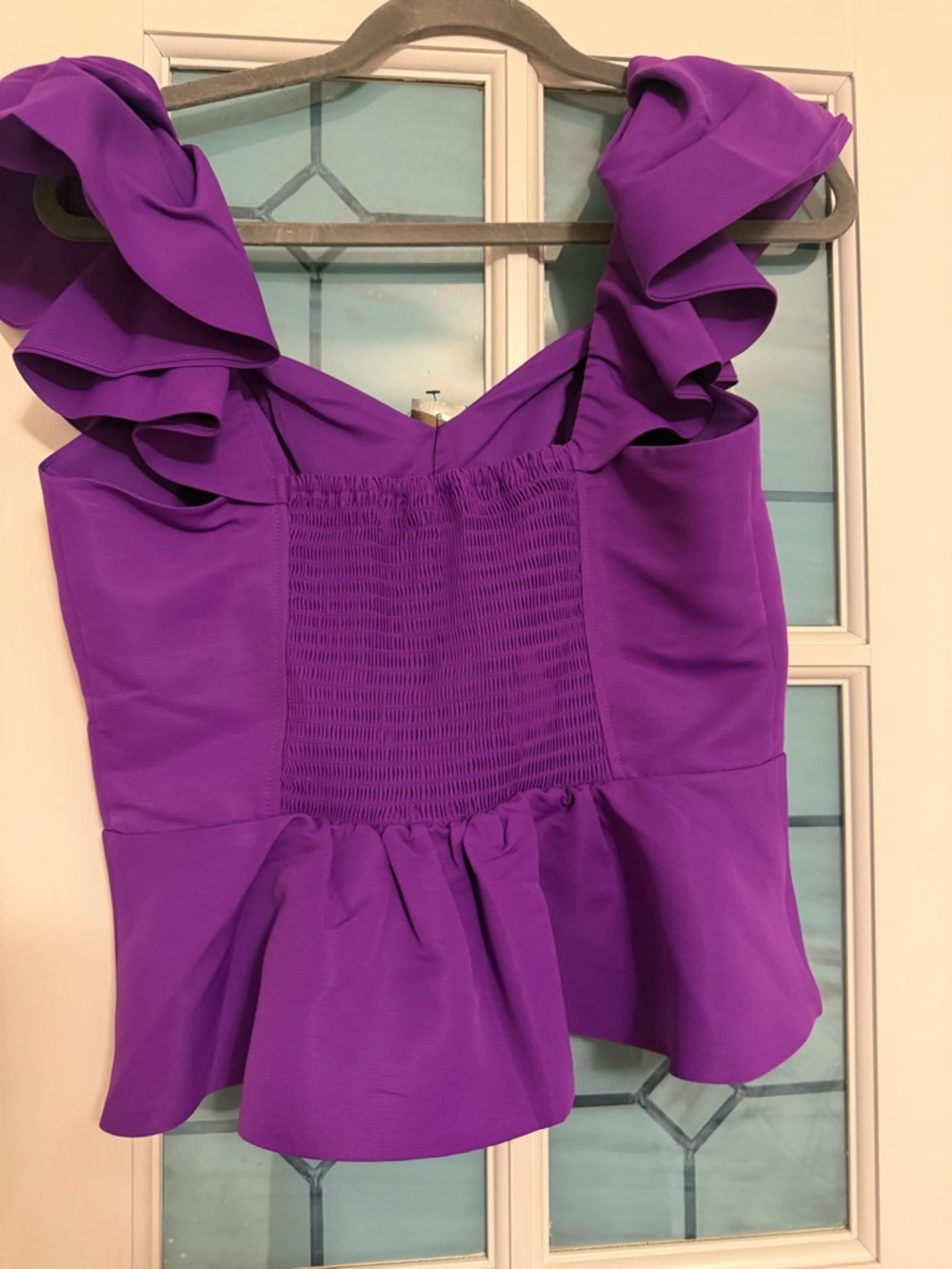 Express Violet Ruffle Peplum Top - Picture 2 of 6